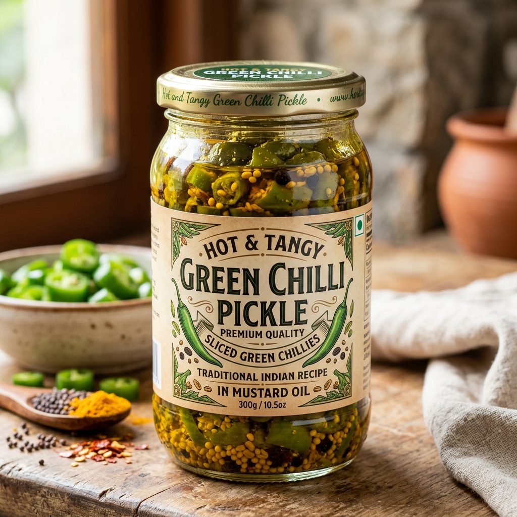 Hot & Tangy Green Chilli Spicy Pickle